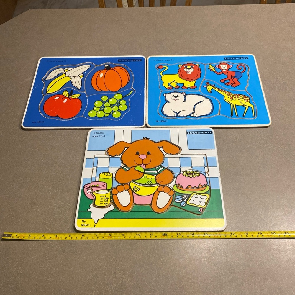 Set of 3 Tootsie Toy vintage wooden puzzles